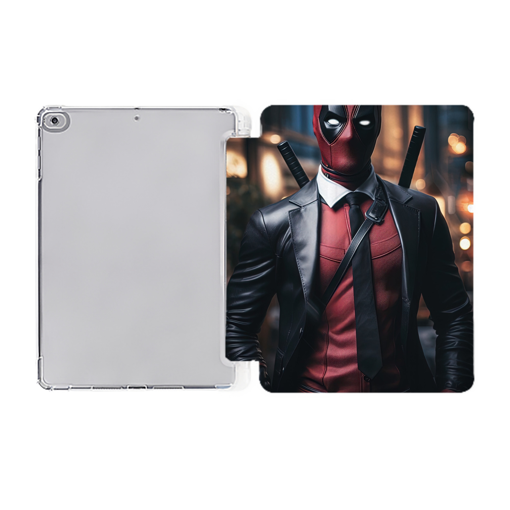 （画像用） Deadpool デッドプール IPad ケース ペン収納付き 三つ折りスタンド PUレザー×シリコン 対応機種9.5/10.5/10.9インチ